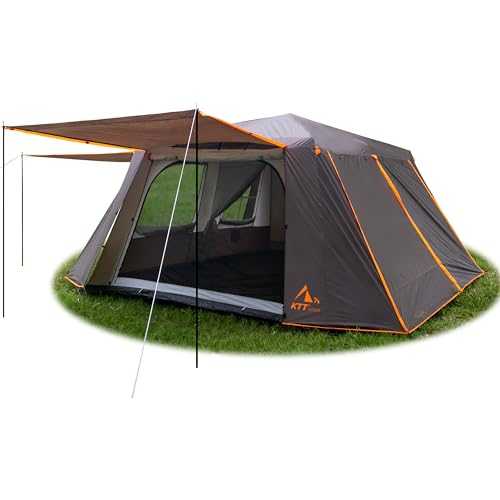 KTT Instant Tent 12 Person A,Family Cabin Tents,Full Rainly,Automatic pop up Tent Build Quickly in 60S,2 Rooms,2 Top Windows 3 Doors and 3 Windows with Mesh,Waterproof,Big Tent for Outdoor Camping