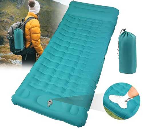 DeeprBling Inflatable Sleeping Mat with Built-in Foot Pump, 12CM Self Inflating Sleeping Pad with Pillow, Ultralight Camping Mattress, Waterproof Self Inflating Sleeping Mat for Camping Tent Hiking