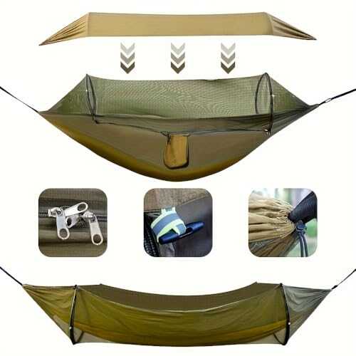 Waterproof Double Sleeping Camping Hammock with Mosquito Net, Lightweight Hammock for Outdoor Travel Backpacking and Parks