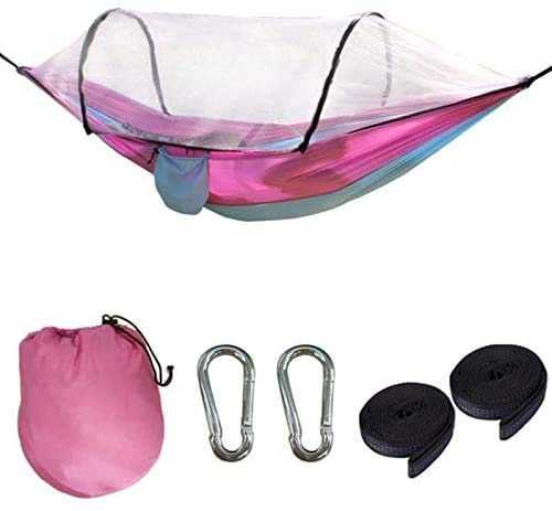 Portable Hammock 1-2 Person Portable Outdoor Hammock with Mosquito Net Parachute Camping Hanging Hammock Tent Easy to Store
