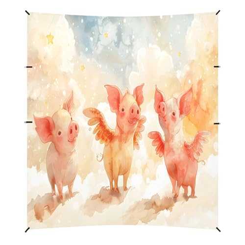 Camping Sun Shelters Pigs with Wings in The Sky Beach Canopy 126 * 110.2in