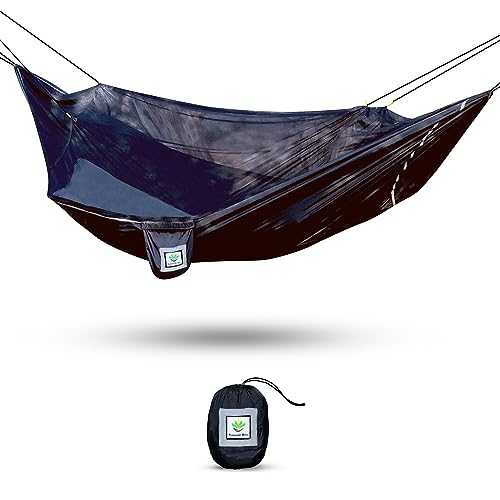 Hammock Tent with Bug Net - Insect Free Hammock Tent, Asymmetrical Design & Integrated Inflatable Pad Sleeve for a Lay Flat & Insulated Hammock with Mosquito Net Sleeping Experience - Sky Bed Bug Free