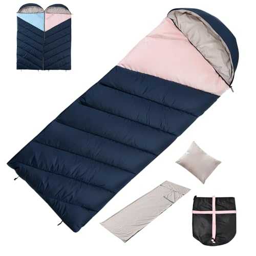 Sleeping Bag, 220x80cm, Single Sleeping Bag with Pillow and Liner Adults Kids, Waterproof 4 Season Sleeping Bags with Anti-Snag Zipper, Storage Sack, Joinable Sleeping Bag Camping Hiking Travel