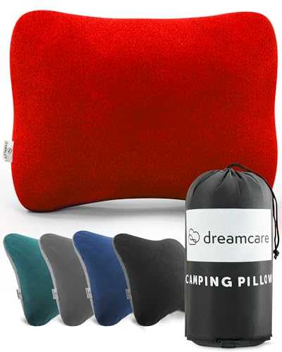 DREAMCARE Camping Pillow, Memory Foam Travel Pillow, Camping Accessories - Small Pillow Camping Essentials Camping Pillows for Sleeping, Backpacking Pillow, Travel Pillows for Sleeping (Medium, Red)