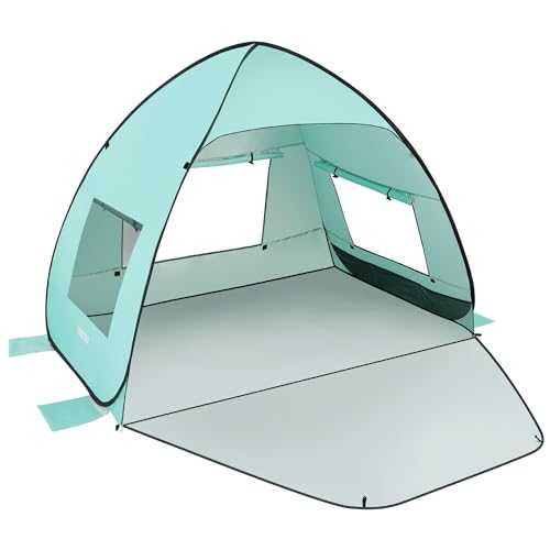 TOBTOS UPF 50+ Easy Pop Up 3-4 Person Beach Tent Sun Shelter Instant Automatic Sport Umbrella, Portable Sunshade with Carry Bag (Mint Green)