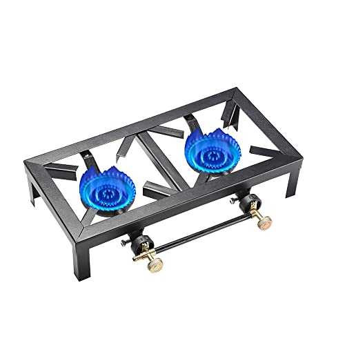 Camping Stove Double Burner Propane Gas Boiling Ring LPG Stove Barbecue BBQ Grill Cooker Outdoor Portable for Restaurant Catering, Patio Camp BBQ, Home Brewing, Turkey Fry, Maple Syrup Prep