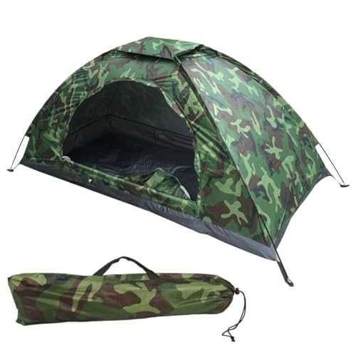One Man Tent, Waterproof & Sun Resistant, 1 Person Camouflage Backpacking Tent with Storage Bag Easy Setup for Camping & Hiking