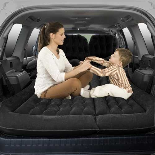 EAQ Car Mattress SUV Air Mattress Thickened and Double-Sided Flocking Travel Mattress,Inflatable Car Mattress with Electric Air Pump and 2 Pillows,Car Sleeping Bed for Home, Outdoor and Travel