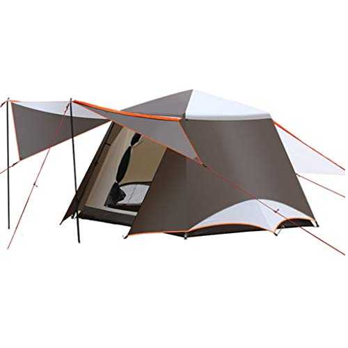 QIFFIY Tent 3-6 Persons Double Layer 2 Hall 1 Rooms Large Outdoor Family Party Tents Big Space Waterproof Anti-UV Camping Tent Yurt (Color : Brown)