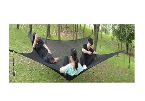 illuevagrun Aerial Camping Hammock Hammock Quad Triangle Air Tent for Outdoor Adventures Multi-Person Portable Outdoor 2-4 People Tree Air Tent Travel Square 3 x 3 x 3 x 3 m