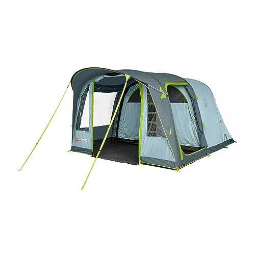 Coleman Inflatable Tent Meadowood 4 Air, Large Family Tent with 2 Extra Large Dark Sleeping Compartments and Vestibule, Quick to Set Up, Incl. Pump, Waterproof WS 4,000 mm, Grey, 4 Person