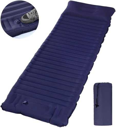 Chasyatzi Camping Pads for Sleeping, Ultralight Inflatable Mattress Camping with Built-in Pillow Foot Pump Foldable Sleeping Mat Camping Tent Backpacking Hiking Traveling, Navy Blue