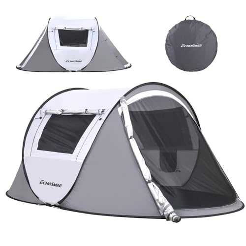 EchoSmile Camping Instant Pop Up Tent, 2/4/6/8/10 Person, Water Resistant Dome, Easy Setup for Camping Hiking and Outdoor, Portable with Carry Bag, 3 Season