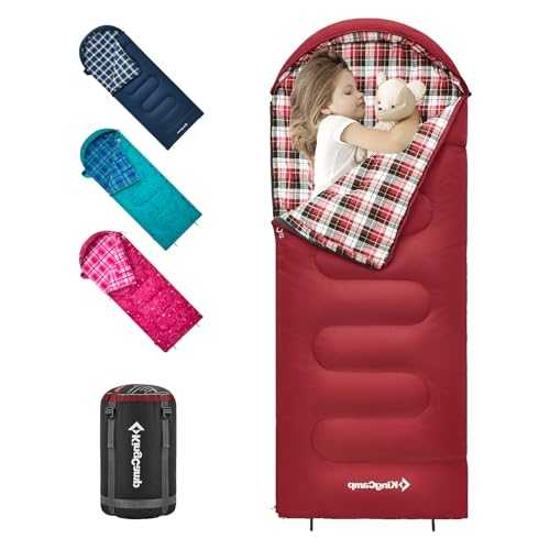 KingCamp Kids Sleeping Bag with Flannel Lining for Cold Weather, 3-4 Season Sleeping Bag for Teens, Youth, Kids, Boys, Girls, Camping, Hiking, Backpack,