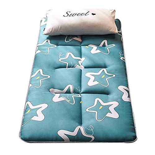Portable Polyester Fiber Futon Mattress with Strong Corner Straps Soft and Cozy Sleeping Pad for Camping and Adults Single/Double Size Foldable and Roll Up Thicken Upholstered 90x200cm (35x79inch)