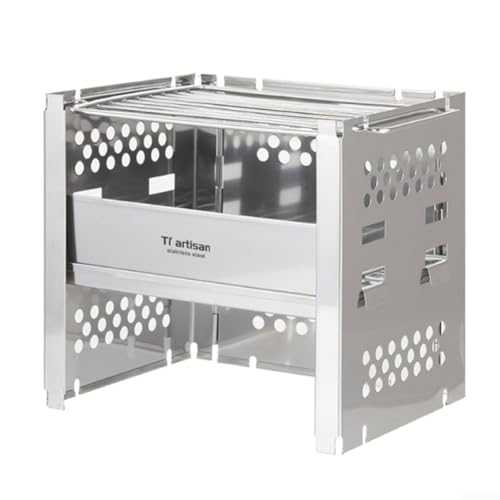 Stainless Steel Camping Stove,Portable Outdoor Stainless Steel Adjustable Folding Grill,Wood Burning Stove
