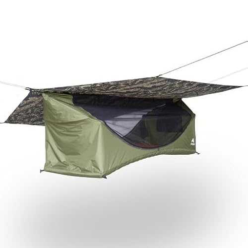 Haven Tent XL - Forest Camo - Complete Lay-Flat Hammock Tent for Camping - Includes Insulated Pad and Rainfly - 80"x30"