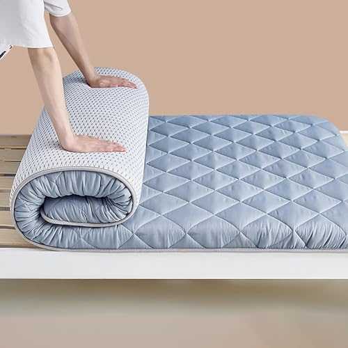 Portable Foldable Camping Mattress Extra Thick Fluffy Floor Futon Mattress Breathable Mat for Bedroom/Tent Blue 80x