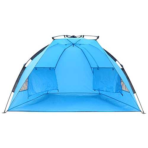 Pop Up 4-5 Person Beach Tent X-Large - Easy Setup, Portable Beach Shade Canopy Folding Sun Shelter with UPF 50+ UV Protection Removable Skylight Family Size