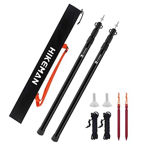 HIKEMAN Tent Poles Camping Poles for Tarp Awning Canopy Porch Sun Sails Tarpaulin Headroom Aluminium Adjustable Telescoping