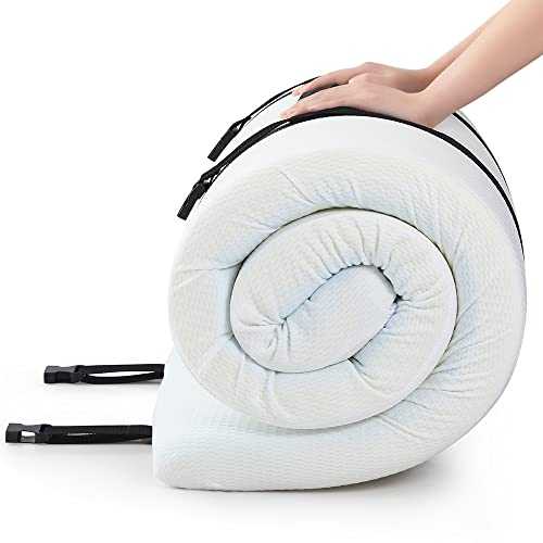 Single Gel Memory Foam Mattress Topper For Camping Bed,Cool Car Mattress,Sofa,Roll Up Floors Mat,Folding Sleep Pad,Portable(190X75X7.6cm)