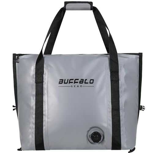 Buffalo Gear Insulated Fish Bag Cooler Flat Bottom-27.5QT 58QT Waterproof Fish Kill Bag,Fishing Bag Leakproof Fish Cooler