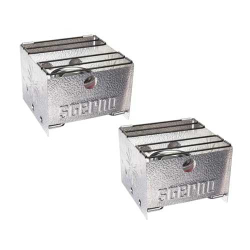 Sterno Folding Stove, Compact Emergency Food Prep, Silver, 6-1/4"L x 6-3/8"W x 4-5/8"H, Fuel Not Included, 2 Pack