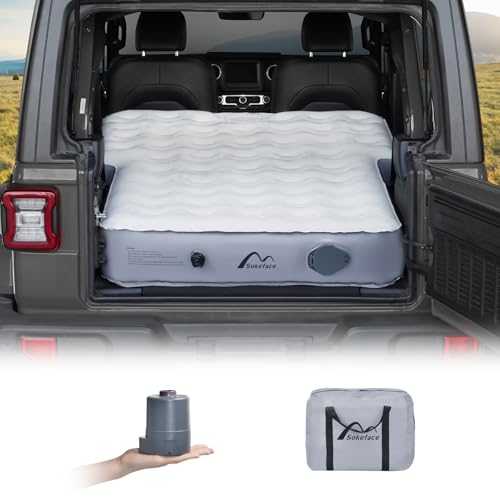 Sokeface Jeep Wrangler Air Mattress Jeep Mattress with Wireless Air Pump Large SUV Air Mattress,Jeep Wrangler Bed 10inch SUV Camping Bed for JK JKU JL JLU Unlimited 4 Door