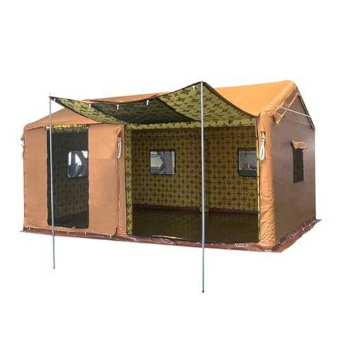 BOBVB Large Outdoor Inflatable Camping Tent with Canopy, Air Pump, 8-12 Person Waterproof Glamping Tents Easy Setup Waterproof House Luxury Cabin Tent for Fishing, Camping & Hiking (3m x 6m)