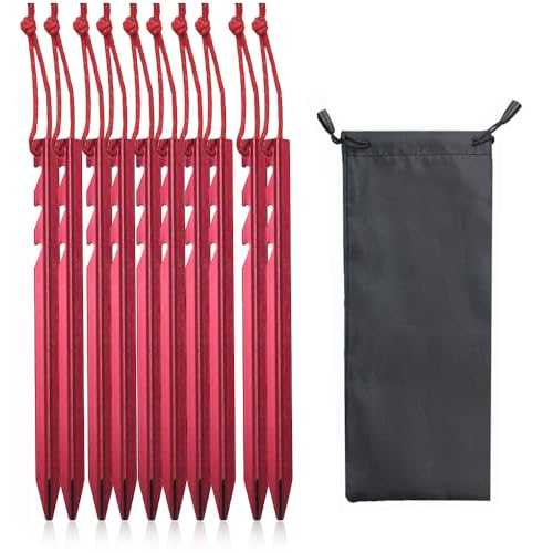 10 Pieces Heavy Tent Pegs, Y-Shaped Metal Tent Pegs Tent Stakes Pegs Nails Aluminium Alloy Camping Tent Stake Nail Red Ground Pegs Camping for Camping Outdoor Beach Hiking