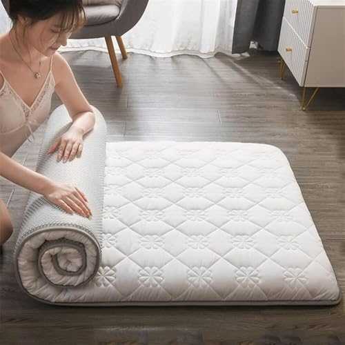 Japanese Futon Mattress Thick Floor Mattress Folding Roll Up Futon Mattress Portable Sleeping Pad For Lounger Bed Dorm Camping Furniture(White,100x200cm(39 * 79in))