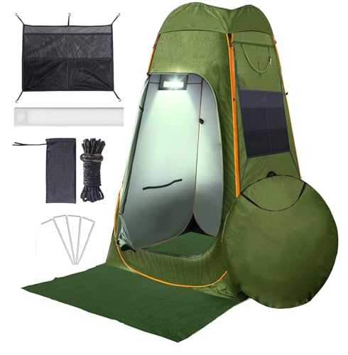 Camping Shower Tent with LED Sensor Light 6.23 ft Camp Shower Large Tent Easy Pop Up Privacy Tent Beach Changing Tent Pop Up Shower Tent Outdoor Shower Enclosure