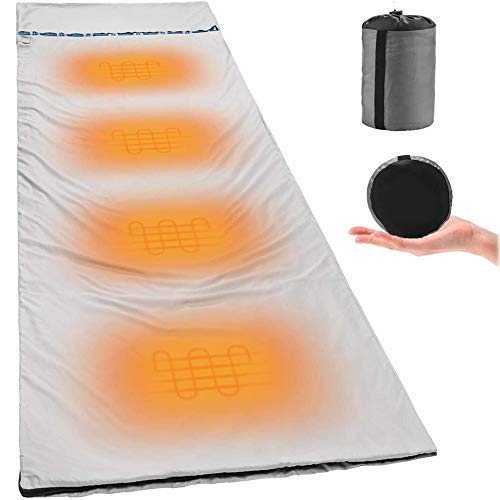 Adult USB Heated Sleeping Bag Liner, Electric Heating Sleeping Bag Liner, Lightweight Special Heating Plate for Warm Cold Weather Camping Traveling Hiking Outdoor Activities
