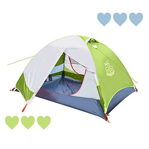 DEERFAMY 1/2/3/4 Person Compact Camping Tent, Lightweight Backpacking Double Layer Dome Tent, 3 Season Waterproof Family Tent for Outdoor, Hiking, or Fishing
