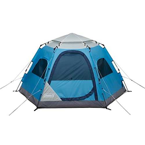 Coleman Camp Burst 4-Person Camping Tent, Umbrella-Style Pop-Up Tent with 45s Easy Setup, Dark Room Option Available, Tub Floor and Taped Seams Keep You Dry, 360° Views