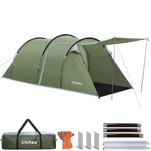 Chihee Camping Tents Family Cabin Tent with 2 Doors Extra Large Weatherproof Tent with Screened Porch Room Divider and Awning Included Rainfly,Carry Bag Strong Frame for Camping Outdoor Hiking