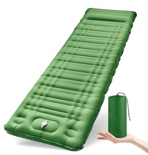 OINBLUE Self Inflating Camping Sleeping Pad with Pillow, 76''X26''X4.7'' Camping Mattress Enhanced Support, with Built-in Foot Pump, Ultra light sleeping mats for camping, backpacking, hiking and tent