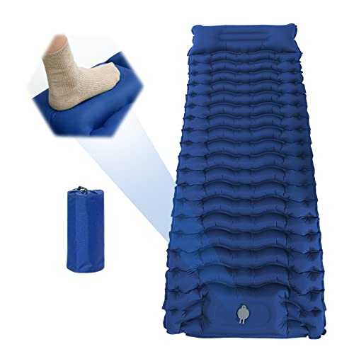 Yabound Self Inflating Camping Mat, Inflatable Sleeping Mat Camping Mattress with Built-in Foot Pump, Ultralight Inflatable Sleeping Pad for Camping, Tent, Backpacking, Hiking (Blue)