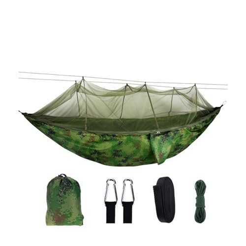 QIUYMGFG Outdoor Camping Accessories Camping Hammock Hammocks with Mosquito Net Camp Sleeping Hammock Swing Chair Camping Net with Storage Bag Exterior Garden Hammocks(A Camouflage)