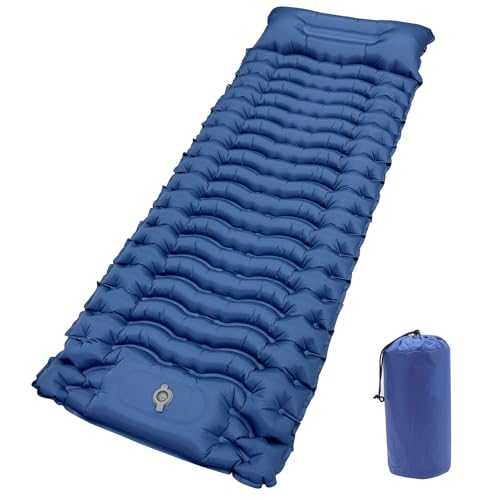 LC LICTOP Self-inflate Backpacking Air Pad Lightweight Sleeping Mat with Built-in Foot Pump and Carrying Bag Spliceable with Split Joint Button for Camping Hiking Traveling Tent, 6.56 x 2.29Ft - Blue