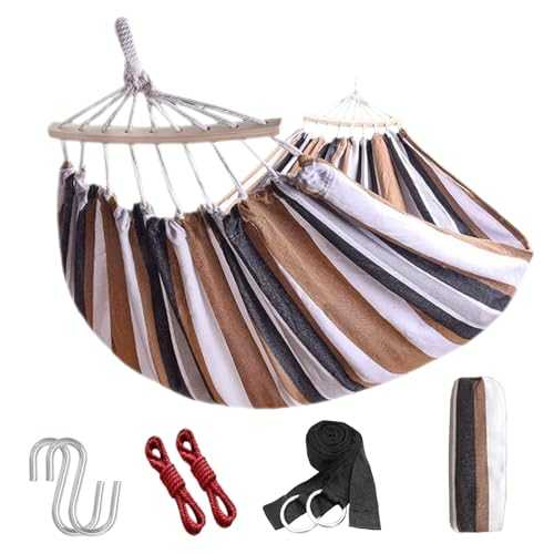 Portable Camping Hammock Lightweight Fabric Hammock for Backpacking, Beach, Patio, Backyard, Outdoor (Brown)