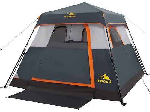 Toogh 3/4 Person/6 Person Camping Tent Fast Cabin Tent with Instant Setup Tent, Weatherproof Tent Easy Quick Set Up & Pop Up in 60 Seconds with Rainfly Backpack for Family Camping,Upgraded Ventilation
