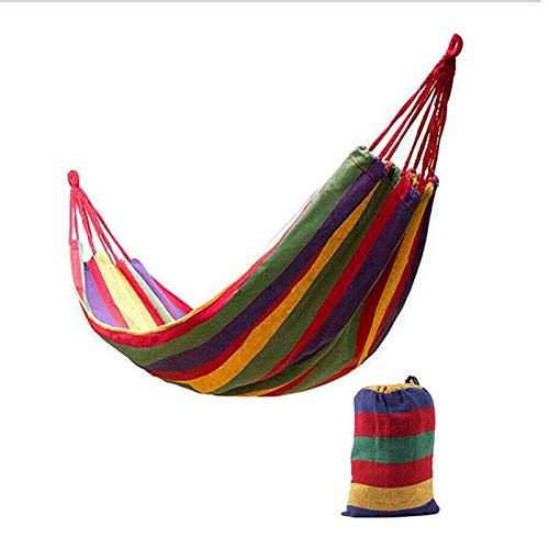 ETZRYSYB Hammock 280 * 80mm 2 Persons Striped Hammock Outdoor Leisure Bed Thickened Canvas Hanging Bed Sleeping Swing Hammock For Camping Hunting(Red)