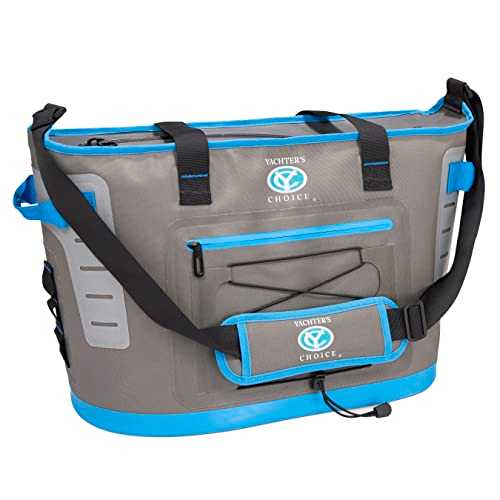 Yachter's Choice 50053 Soft Cooler With Adjustable Padded Should Strap and Tote Handles – Holds 30 Cans – 100% Waterproof – Gray/Blue