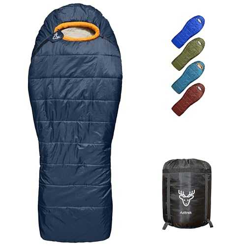 Azitrek 0 Degree Mummy Sleeping Bags for Adults Camping | XXL Big and Tall 3-4 Season Warm Cool | Cold Weather Winter Sleeping Bag w. Compression Sack Youth | Side Sleeper Friendly