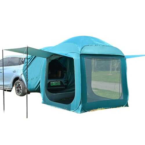 Automatic Pop Up Car Rear Tent 3-4 Person Big Space Extension SUV Rear Door Tent for Camping Outdoor, Car Trunk Family Tailgate Tents with Big Screen & Extendable Awning