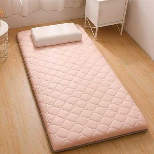Pink,150 * 200cm, Floor Mattress Futon Mattress Thicken Mat Sleeping Pad Foldable Roll Up Dormitory Lounger Pillow Bed Portable Futon Mattress for Outdoor Indoor Camping Guest Car