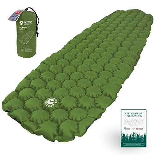 Ecotek Outdoors Hybern8 Ultralight Inflatable Sleeping Pad for Hiking Backpacking and Camping - Contoured FlexCell Design - Perfect for Sleeping Bags and Hammocks (Evergreen)