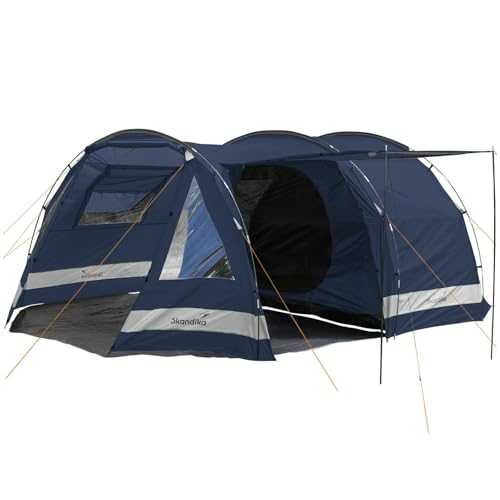 Skandika Kambo 4 man / 8 man tunnel tent | large family tent with 1-2 cabins for 4, waterproof, 3000 mm water column, 3 entrances, sun canopy, porch, camping, friends, festivals