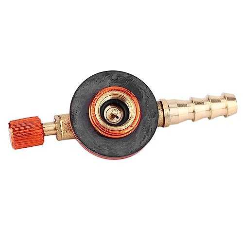 Camping Gas Refill Adapter, Red Brass Outdoor Camping Stove Gas Bottle Adaptor Inlet Inner Diameter 10MM Outlet Inner 4MM Outlet Outer 9MM